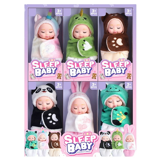 Pequeñas Muñecas Baby 6pcs Duermiendo Interactivas 11cm para Pequeños