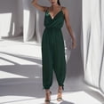 thumbnail image 4 of Gibobby Monos de Moda Mono sin mangas de cintura alta de color sólido de moda casual para mujer(Verde， L), 4 of 5