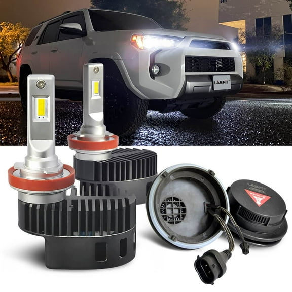 Lasfit H11 LED Headlight Bulbs Low Beam Custom Fit 2014-2020 Toyota 4Runner w/Dual-Cooling System, 100W 10000LM 6000K White