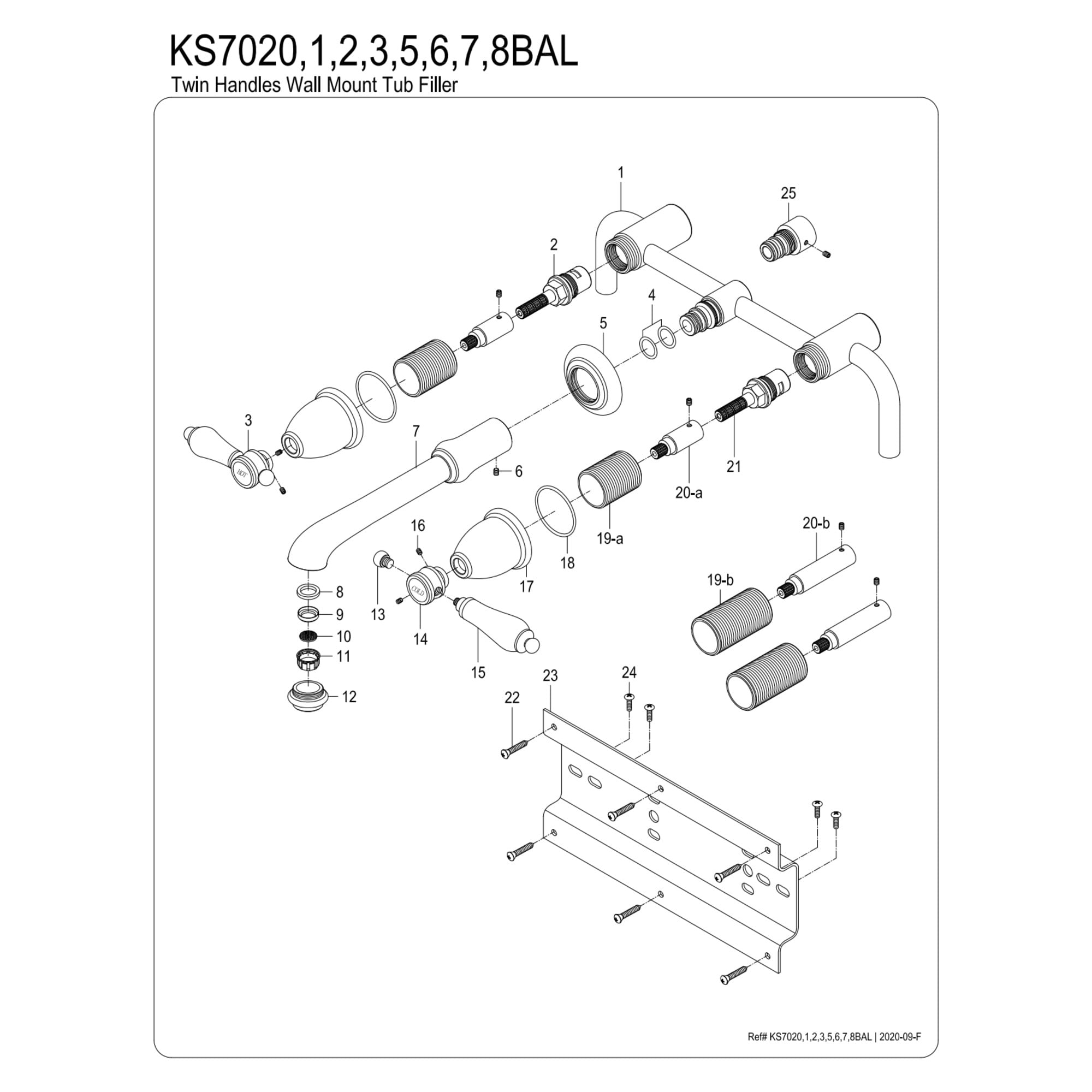 Kingston Brass KS7023BAL Heirloom Two-Handle Wall Mount Roman Tub Faucet, Antique Brass