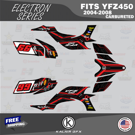Kalair GFX Graphics Kit for Yamaha ATV YFZ 450 Carburator (2004-2008) Electron Series