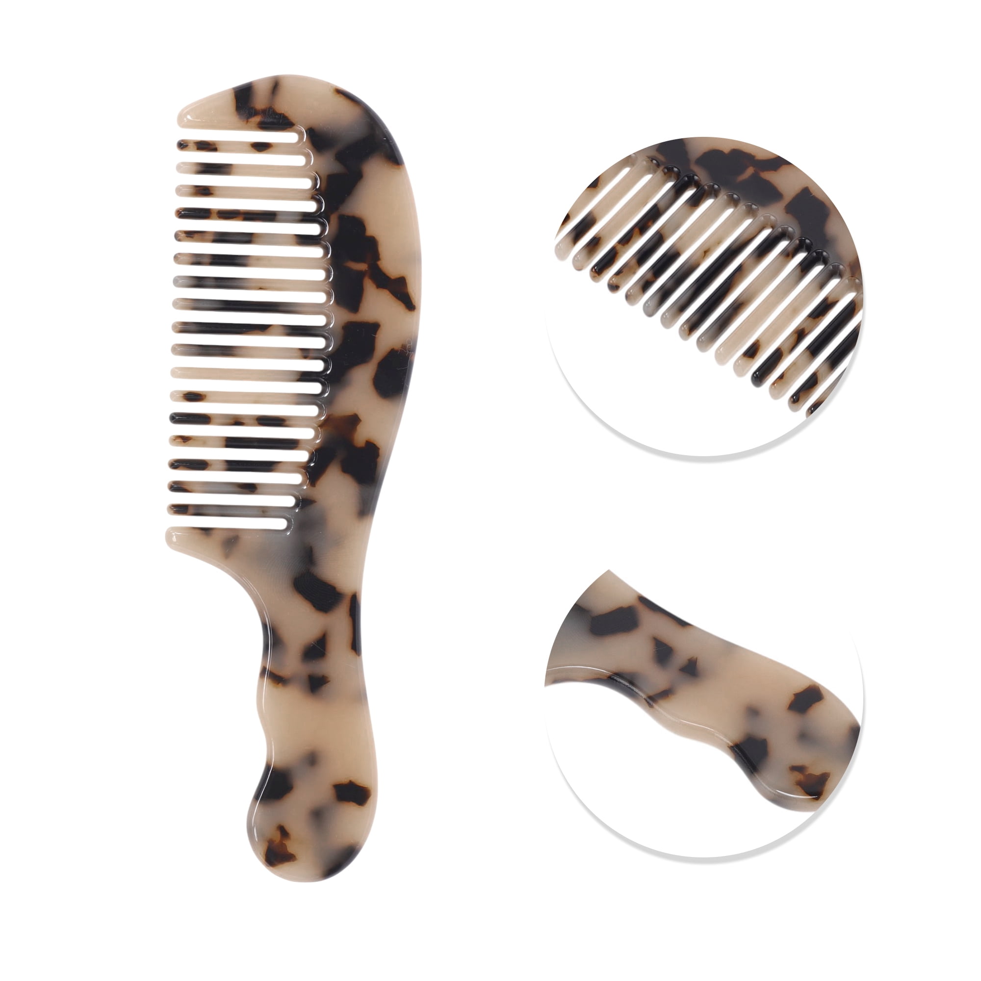 Unique Bargains Durable Marble Texture Large Tooth Comb 1 Pc Light Brown