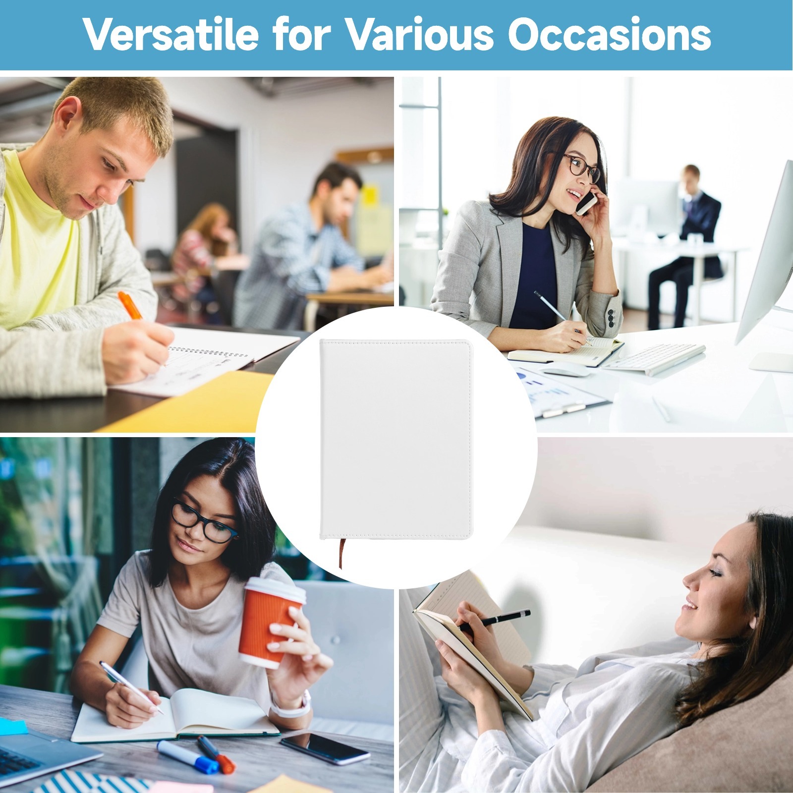 12Pcs A6 100 Sheets Sublimation Blank Notebooks, Hardcover PU Journal for Note Taking Plan Making Diary Writing
