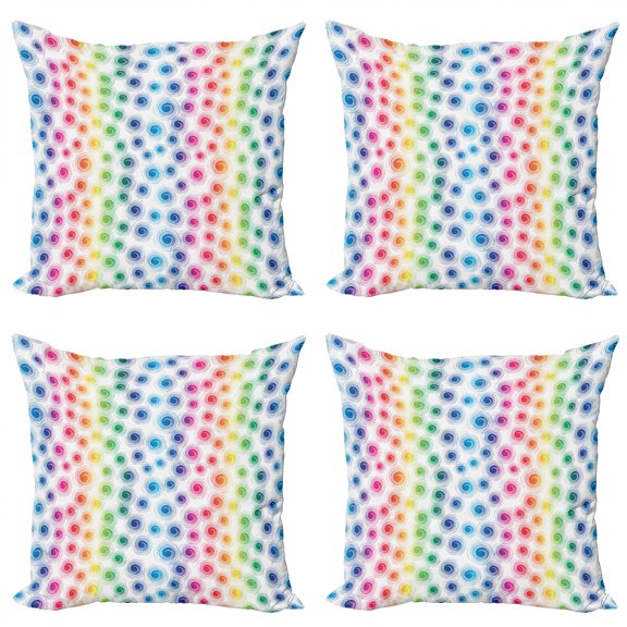 Ambesonne Colorful Throw Pillow Cover 4 Pack, Funky Geometric Retro, 20", Multicolor