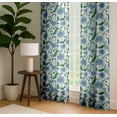 thumbnail image 4 of Vargottam Cotton Curtains for Windows - 3-in-1 Rod Pocket/Back Tab Short Window Drapes - Light Filtering Cotton Panels - Set of 2, 52"x63" - Botanical Vine Design (Blue), 4 of 8