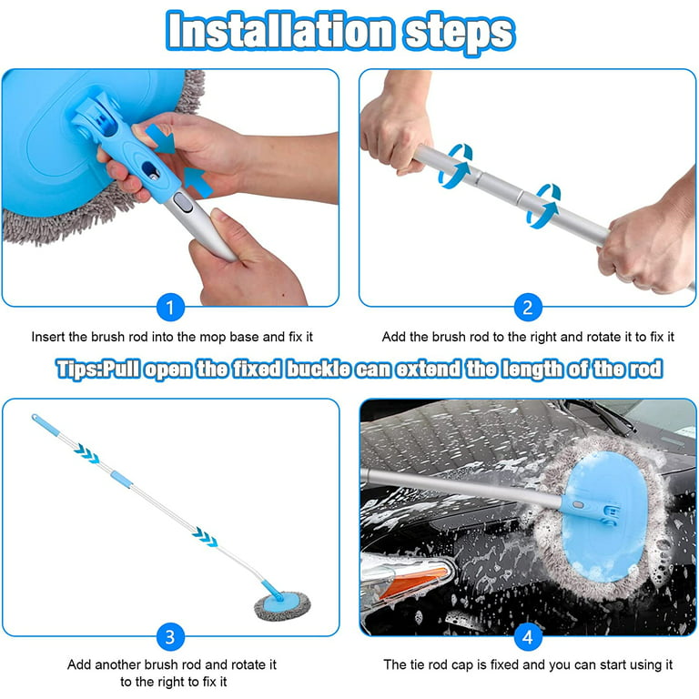 Adjustable Telescopic Car Wash Brush Kit Mop Long Handle Vehicle Cleaning  Tool – Tacos Y Mas