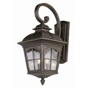 Three Light Antique Rust Clear Water Glass Wall Lantern