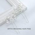 thumbnail image 2 of Bride Wedding Pearl Hair Pins Flower Hair Piece Rhinestone Bridal Hair Accessories for Women HP065 (Silver), 2 of 4