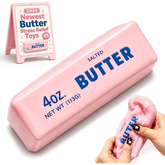 Clearance Crunchy Butter Squish Asmr Bead Filled, Slow Rising Squeeze Toys, Crunchy Butter Squishies Realistic Food Stress StickFavor Gifts for Kiddo Teens Adults (Pink)