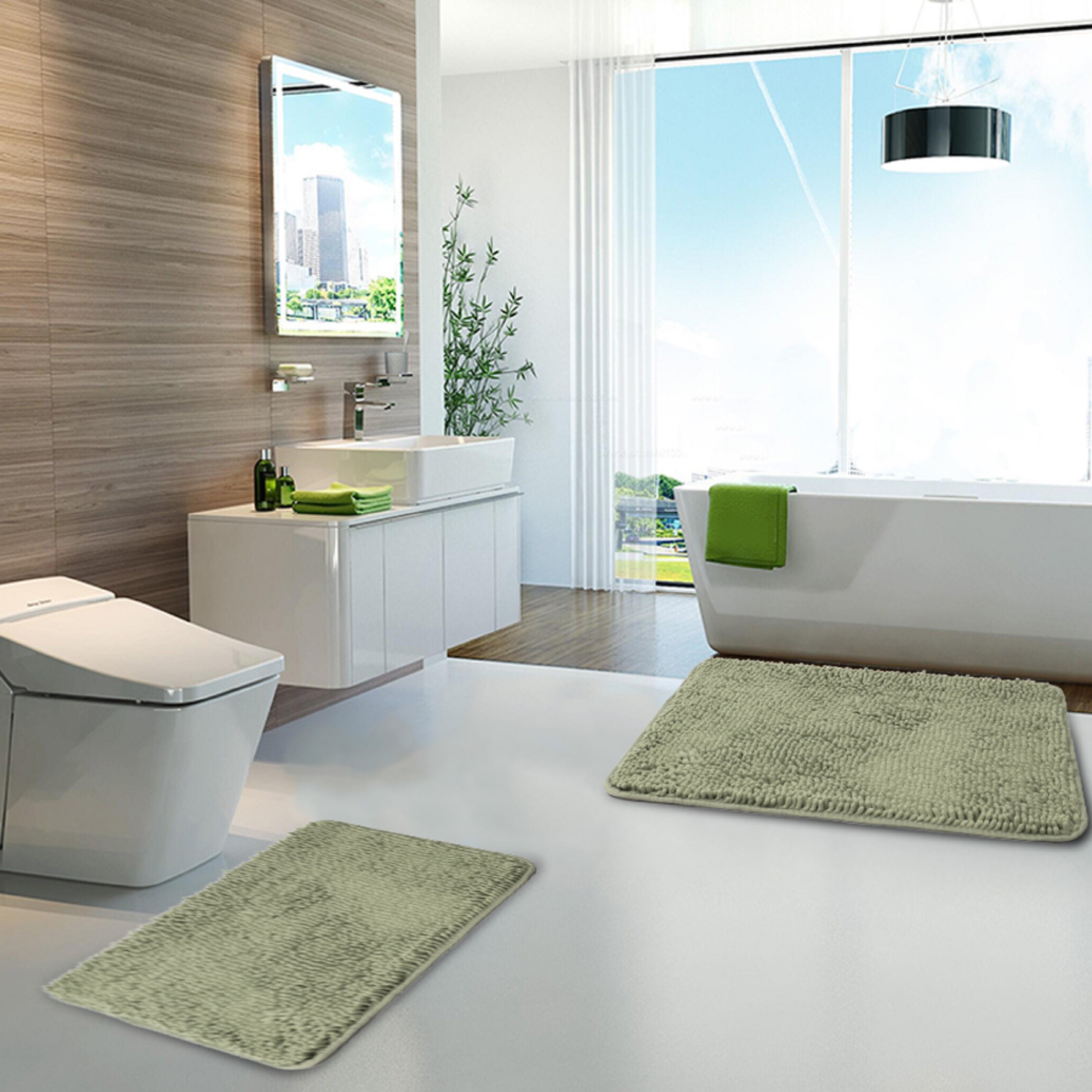 Niubya Bathroom Rug, Contour Toilet Bath Rugs, Non-Slip Floor Mat With Rubber BackingMachine Wash and Dry, 32x20, Camel