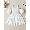 thumbnail image 3 of Bagilaanoe Little Girl Summer Dress Short Sleeve Off Shoulder A-line Dresses 3T 4T 5T 6T 7T 8T Kids Casual Swing Sundress, 3 of 9