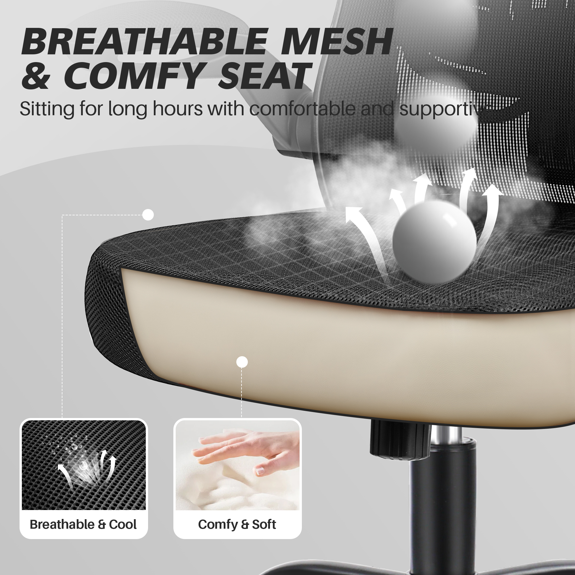 Coolhut Ergonomic Mesh Office Chair with Lumbar Support photo 5