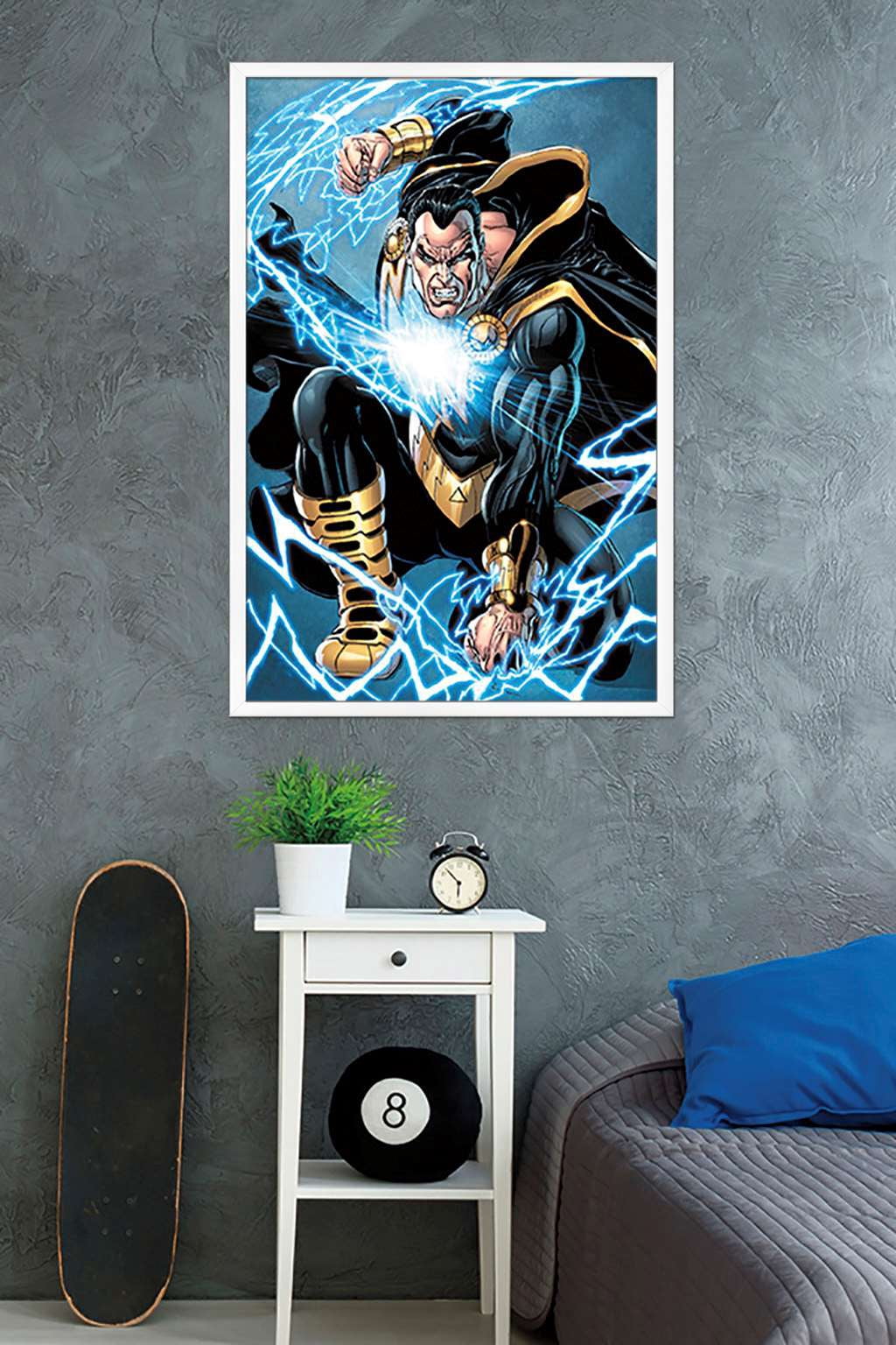 DC Comics - Black Adam - Lightning Wall Poster, 22.375" x 34", Framed