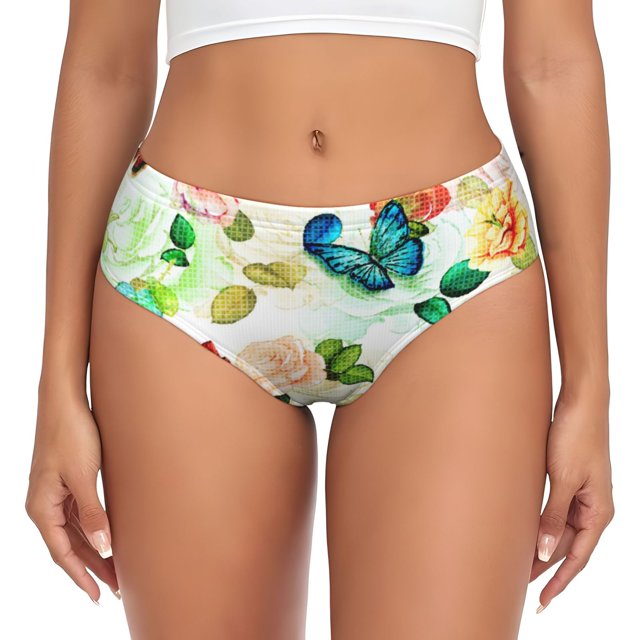 Fotbe Floral Vintage Calzones Estampados para Mujer – Ropa Interior de Algodón, Cómoda, Suave y Elástica-3X-Large