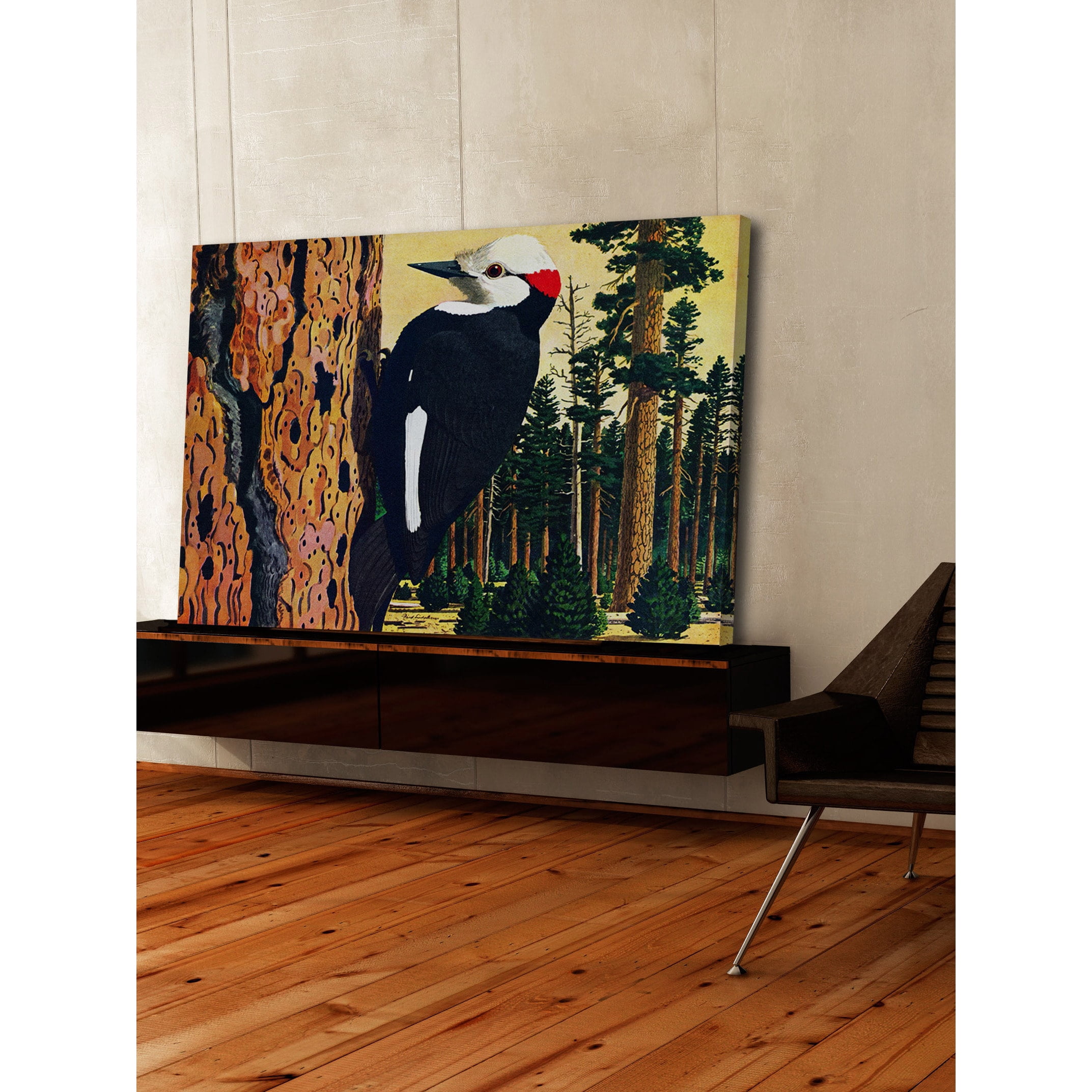 "Woodpecker" Painting Print on Wrapped Canvas