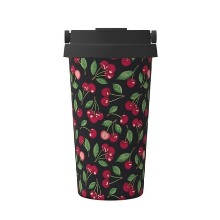 

KLL Ripe Red Cherry Pattern Stainless Steel Vacuum Insulated Tumbler - Carry Insulated Coffee Mug - Reusable Insulated Cold Brew Iced Coffee Cup Thermos
