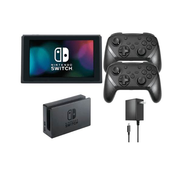 Nintendo Switch OLED Model 64GB Console Bundle with 2 RetroFam Pro Controllers, Dock & Charger (Refurbished)