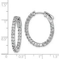 thumbnail image 2 of Sterling Silver Rhodium Plated With Cubic Zirconia Hinged Oval Hoop Earrings - Measures 26x20mm Wide, 2 of 2