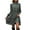 Matcha Green, variant on Women's Frill Printed Mock Neck Long Sleeve Mini Dress Tied Frill Sheer with Opaque Body Not Lined 100% Polyester