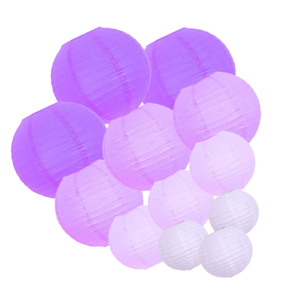WORGEOUS  12 Pcs Outdoor Lantern Hanging Decorative Round Paper Lanterns Purple