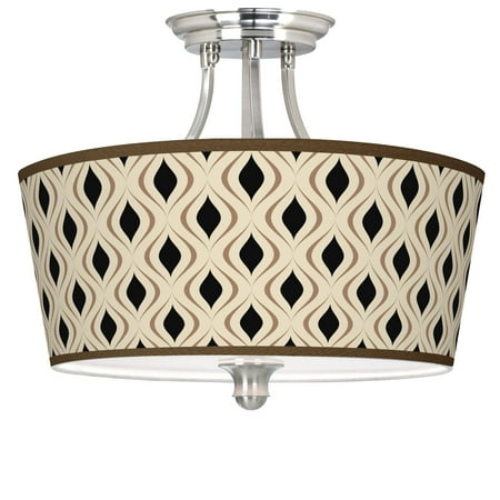 

Giclee Gallery Gray Retro Lattice Tapered Drum Giclee Ceiling Light