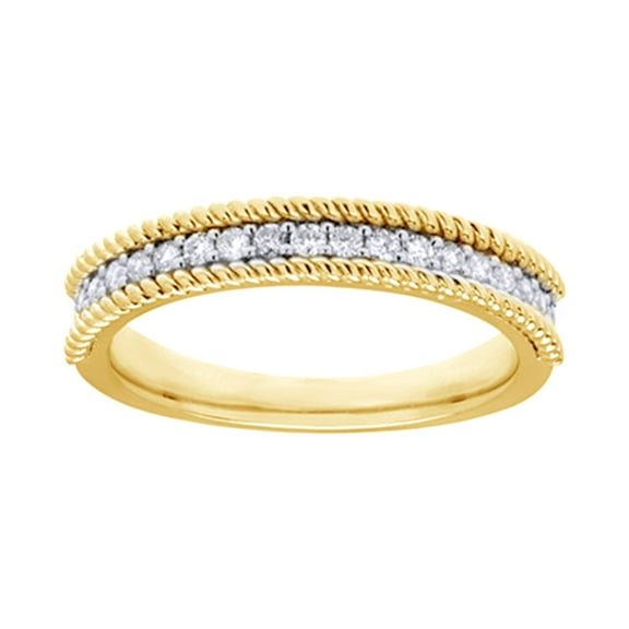 AFFY White Natural Diamond Anniversary Band Ring In 10k Yellow Gold (0.25 Cttw)
