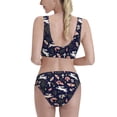 thumbnail image 3 of Daiia Retro Rabbit Flower printed 2 piece Swimsuit Bikinis for Women High Waisted Racerback Bathing Suits Summer Tummy Control Scoop Neck Swimwear-Medium, 3 of 8