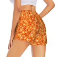 thumbnail image 3 of Goofa Orange Glitter Printed Women 2 in 1 Running Shorts,Quick Dry Athletic Workout Shorts,High Waisted Athletic Shorts with Liner Pockets-X-Large, 3 of 9