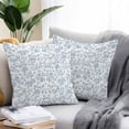 thumbnail image 2 of Throw Pillow Covers 20x20 Inch Set of 2, Light Blue Flower Waterproof Outdoor Pillow Covers, Vintage Farmhouse Boho Leaf Spring Decorative Cushion Pillowcases for Couch, Sofa, Bed, Garden, Patio, 2 of 9