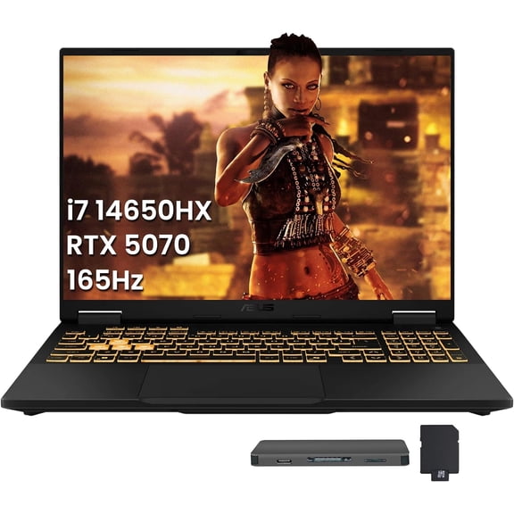 ASUS TUF F16 16" WUXGA 165Hz Gaming Laptop, Intel i7-14650HX, NVIDIA GeForce RTX 5070 8GB, 16GB DDR5, 1TB SSD, RGB Backlit Keyboard, 1080p IR Camera, Wi-Fi 6E, Win 11, Gray, 1TB Docking Station Set