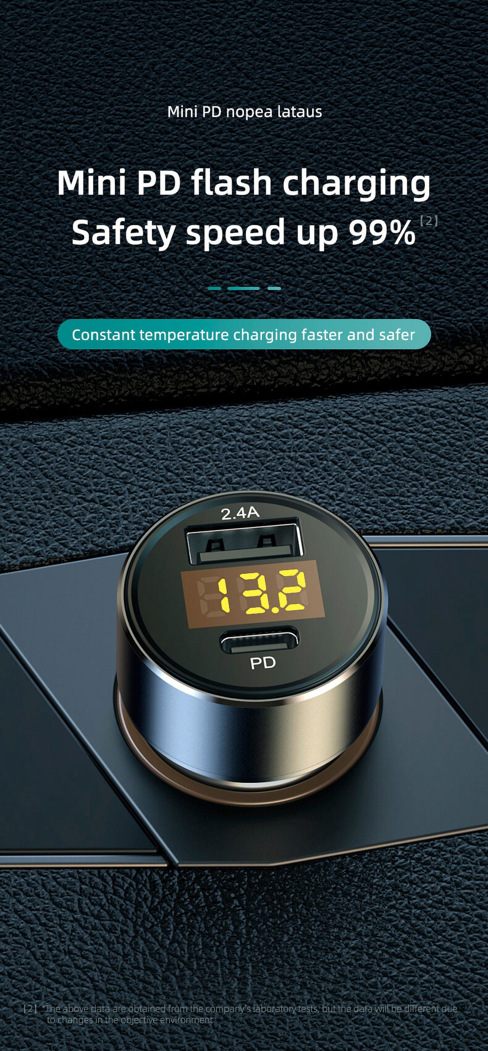 NATEFEMIN Fast & Safe Car Charger for All Devices Dual Ports, Smart Chips, Over-Current Protection