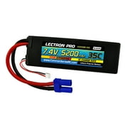 Lectron Pro 7.4V 5200mAh 35C Lipo Battery with EC5 Connector for 1/10th Scale Cars & Trucks