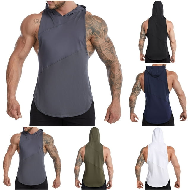 Aboser Débardeurs à Capuche à Séchage Rapide pour Hommes, Chandails d'Entraînement Athlétiques de Gym, Évacuation de l'Humidité, Chandails à Capuche Légers, T-Shirt de Sport Sans Manches Décontracté pour Hommes, Débardeur d'Entraînement de Mise en Forme d'Été
