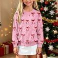 thumbnail image 5 of AGWOLF Girls Christmas Sweaters Long Sleeve Knit Kids Pullover Bow Graphic Crewneck Cute Sweater Tops for 5-15 Years, 5 of 6