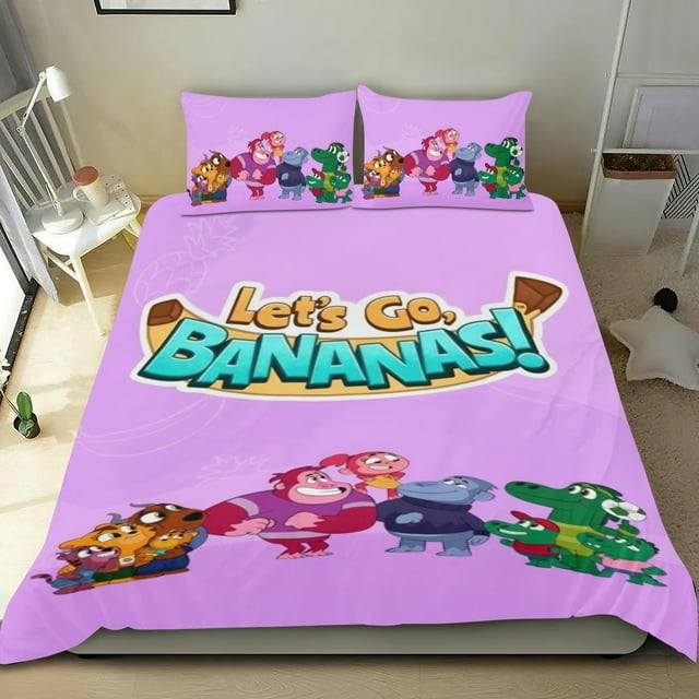 ¡Vamos, Plátanos! Conjunto de sábanas temático, trío de piezas, cómodo y amigable con la piel, diseño único, regalo de decoración para el hogar para familiares, amigos y fans,135cm *200cm