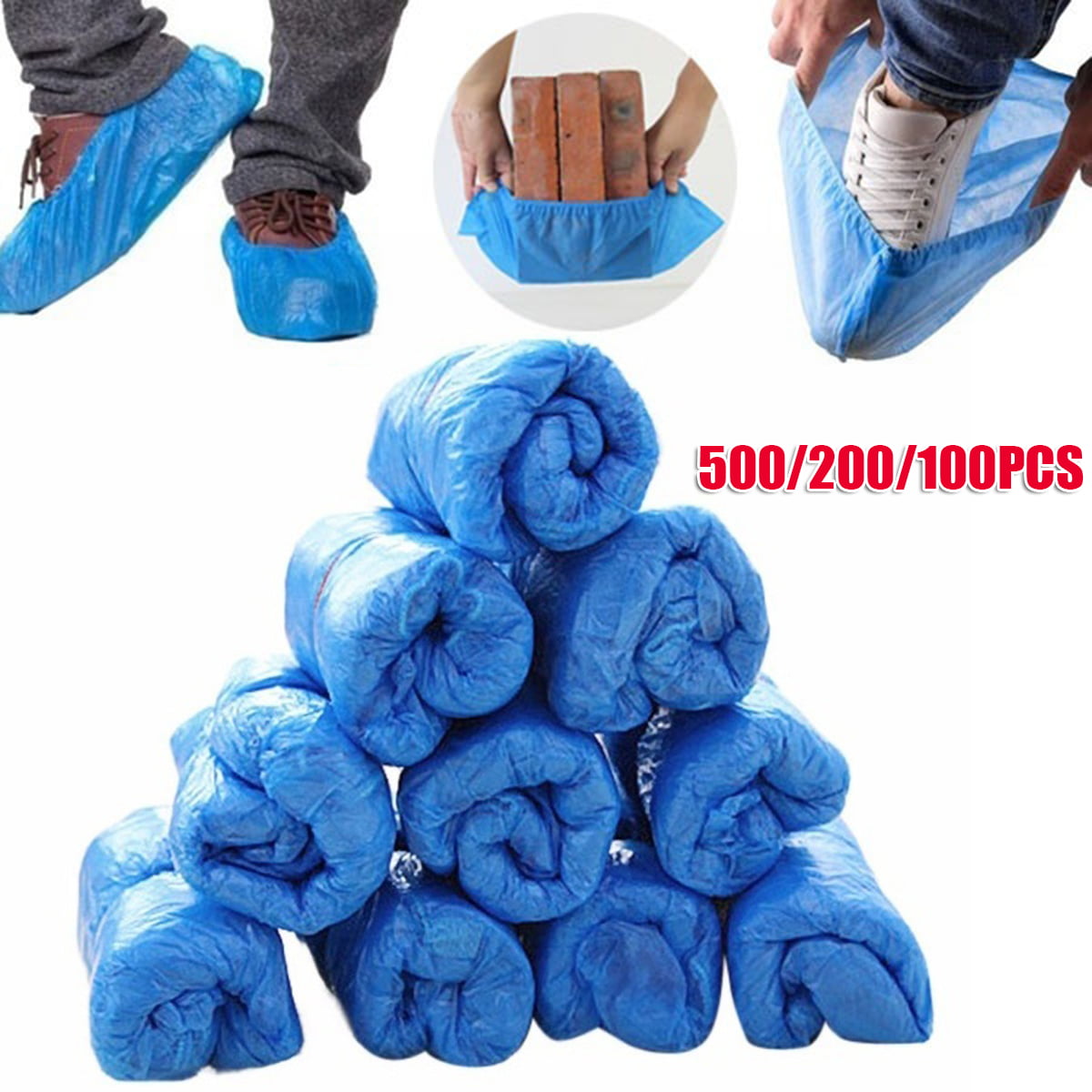 Lot/500x Waterproof Boot Covers Disposable Shoe Cover Elastic Protect Overshoes 