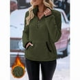 thumbnail image 2 of Cuteduck Women's plush sweatshirt long sleeve half zip pullover Top Winter Fleece hoodie S-2XL, 2 of 7