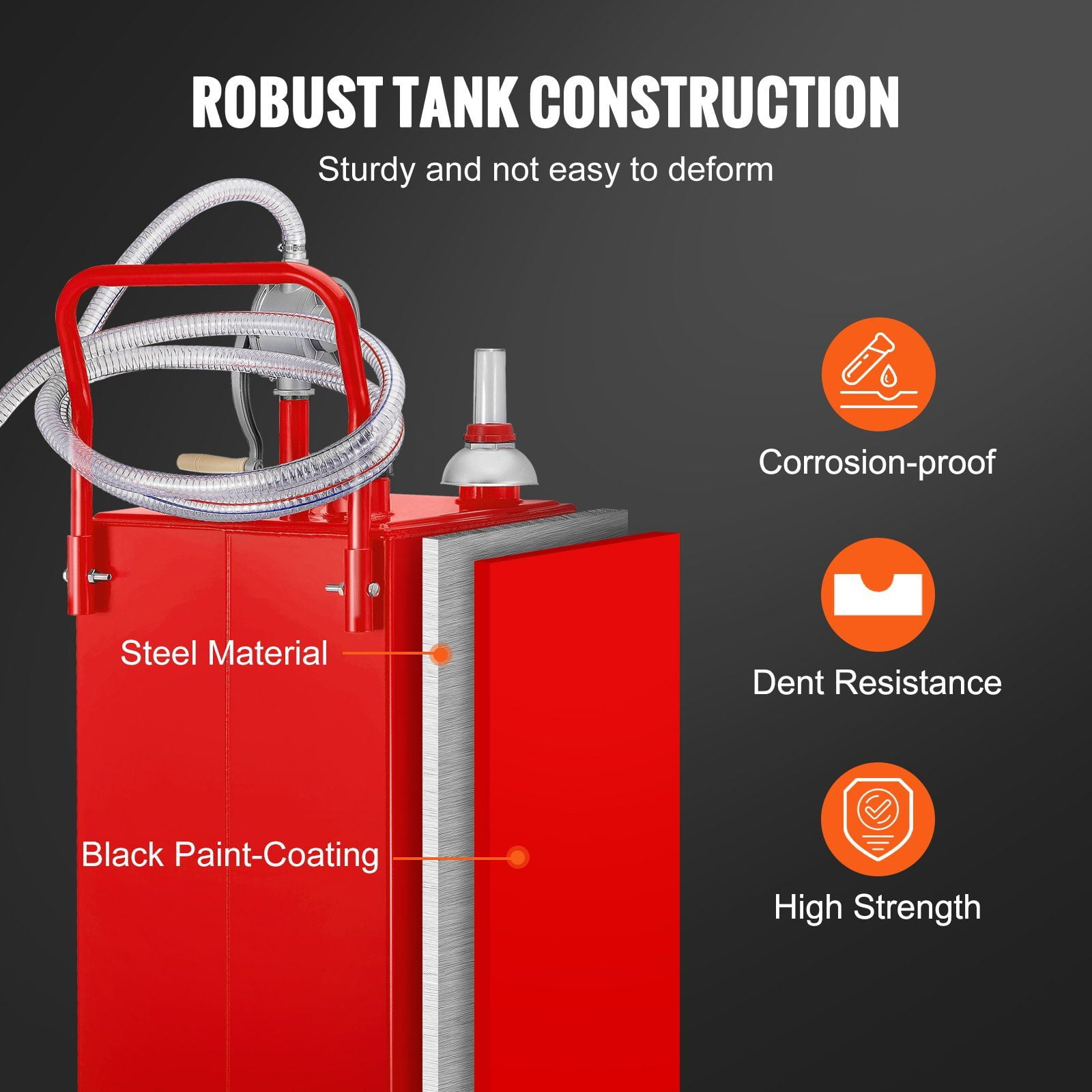 35 Gallon Red Fuel Caddy with Manual Transfer Pump 4 Wheel Gas Diesel Storage Tank for Cars Lawn Mowers ATVs Boats