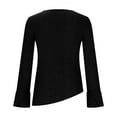 thumbnail image 5 of qelini Textured Womens Tops V Neck Pleated Flare Sleeve Blouses Casual Front Side Split Slit Tunic Tops Spring Fall Grooved Knit Thin Pullover Tops Black M, 5 of 6