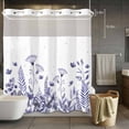 thumbnail image 5 of Spring Purple Flower No Hooks Shower Curtain with Snap-in Liner Country Watercolor Floral Leaf Garden Shower Curtains for Bathroom, Waterproof, Easy Install, Washable 72"x78", 5 of 9