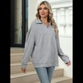 thumbnail image 4 of de Larga con Cuello en V para Mujer, Sudaderas Ligeras, Ropa de Moda de Otoño 2025. Gris XL, 4 of 10