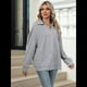 thumbnail image 4 of de Larga con Cuello en V para Mujer, Sudaderas Ligeras, Ropa de Moda de Otoño 2025. Gris L, 4 of 10