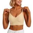thumbnail image 3 of Women's Back Bra, Racerback Bra, Daily Pullover Bra, Wireless Seamless Bra, Soft Comfort Bra, Supportive Smoothing Bra, Women's Everyday Underwear for Daily Wear | TruBelle,Beige L, 3 of 8