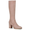thumbnail image 1 of Unique Bargains Bottes Hauteur Genou à Talon Bloc à Bout Rond pour Femmes Rose Poussière 8.5, 1 of 7