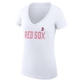 thumbnail image 2 of Women's G-III 4Her by Carl Banks  White Boston Red Sox Dot Print V-Neck Fitted T-Shirt, 2 of 3