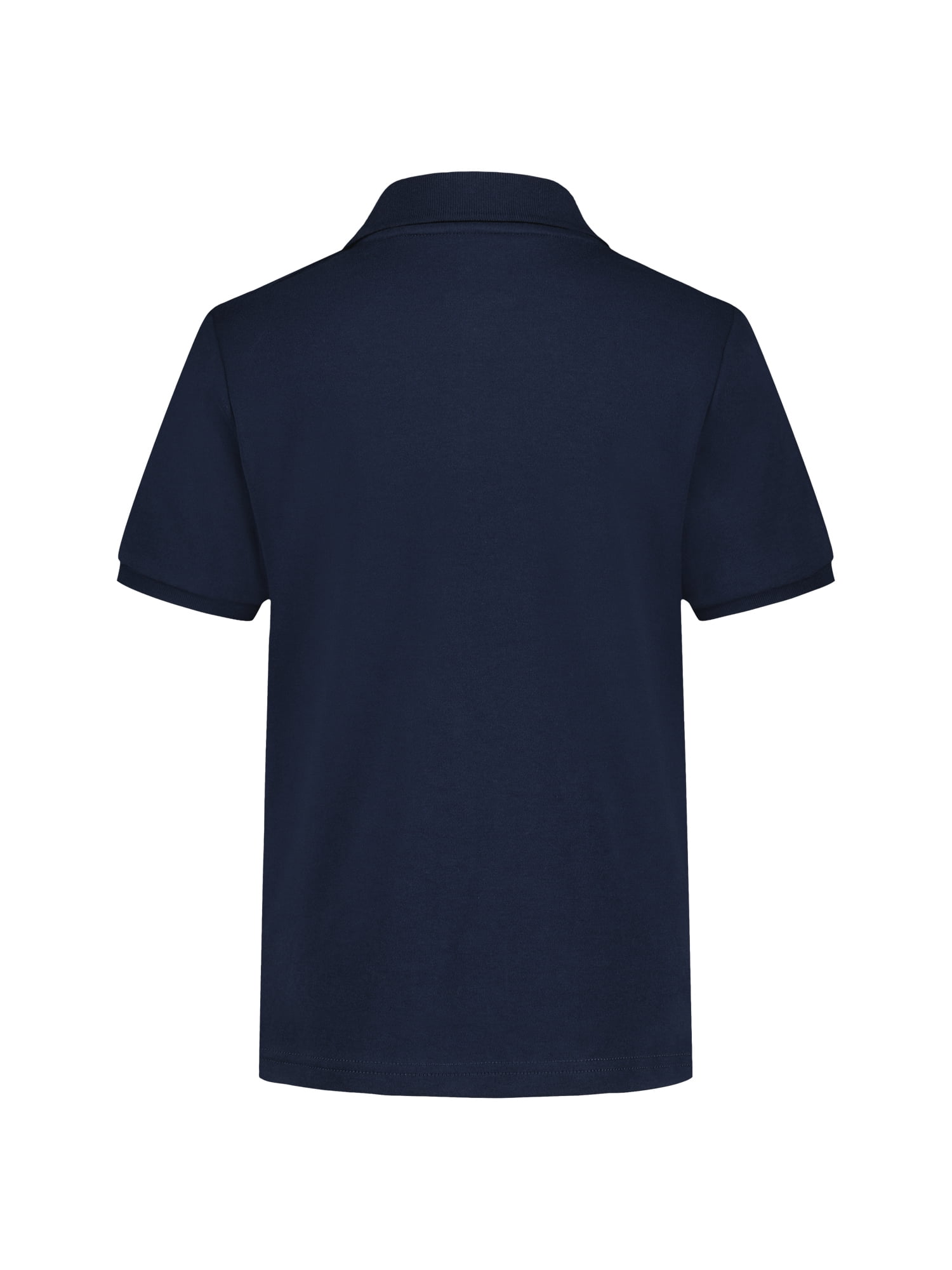Wonder Nation Girls School Uniform Interlock Short Sleeve Polo Shirt, Sizes 4-18 & Plus