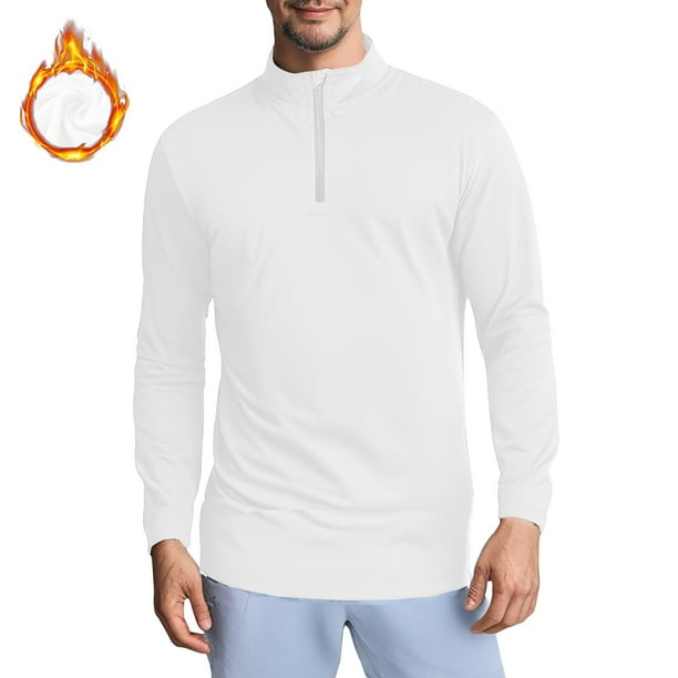 pstuiky camisa de manga larga para hombre, Camiseta deportiva de manga larga con cuello alto, cremallera gruesa y cálida para hombre, color liso y liso camisetas de hombre l