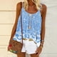 thumbnail image 1 of Puntoco Blusas de cuello cuadrado para mujer, blusas casuales sin mangas con estampado de moda, blusas con pliegues, blusas camisolas de cuello redondo, 1 of 5