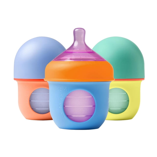 Biberón Boon Nursh Silicona Reutilizable Flujo Lento Bloque de Color para Bebé 0-3 Meses
