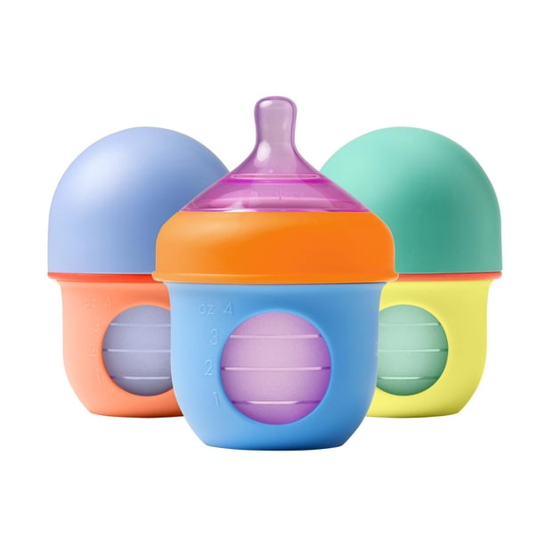 Biberón Boon Nursh Silicona Reutilizable Flujo Lento Bloque de Color para Bebé 0-3 Meses